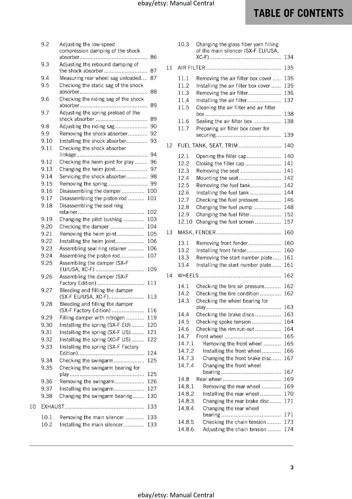 KTM MOTORCYCLE 2017 -  250 XC-F SX-F FACTORY - WORKSHOP  REPAIR MANUAL - REPRINT