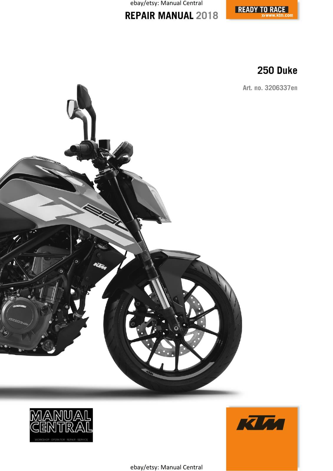 KTM MOTORCYCLE 2018 -  250 DUKE - WORKSHOP SERVICE MANUAL