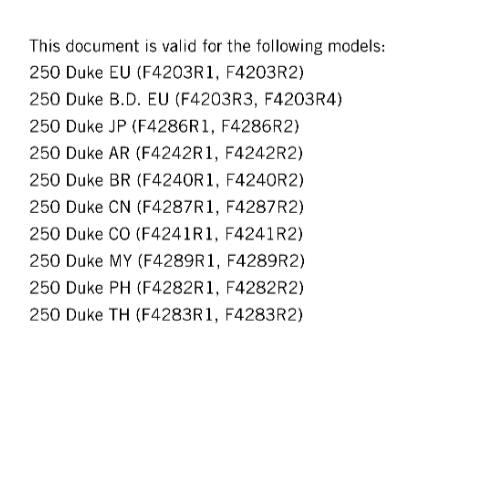 KTM MOTORCYCLE 2018 -  250 DUKE - WORKSHOP SERVICE MANUAL