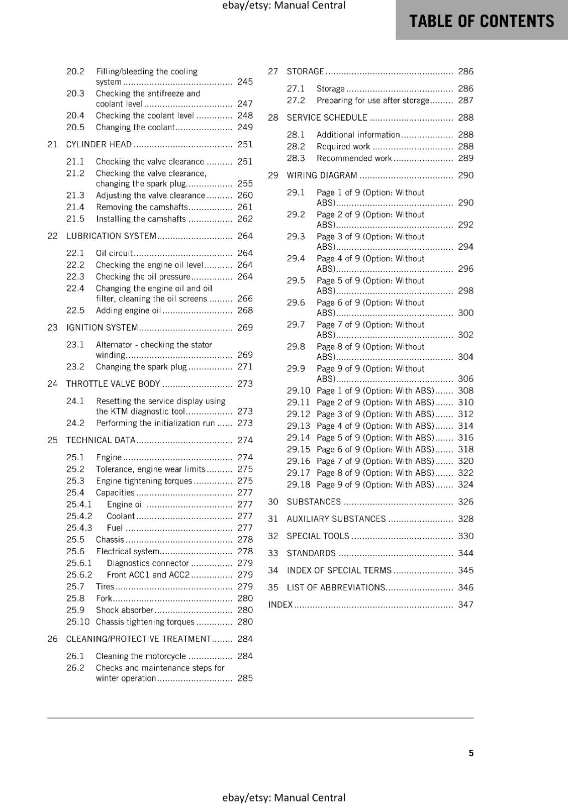 KTM MOTORCYCLE 2018 -  250 DUKE - WORKSHOP SERVICE MANUAL