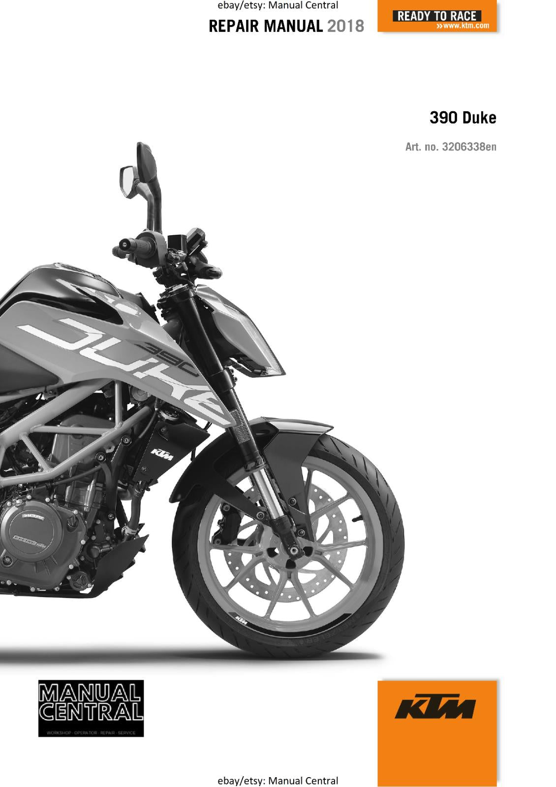 KTM MOTORCYCLE 2018 -  390 DUKE - WORKSHOP SERVICE MANUAL