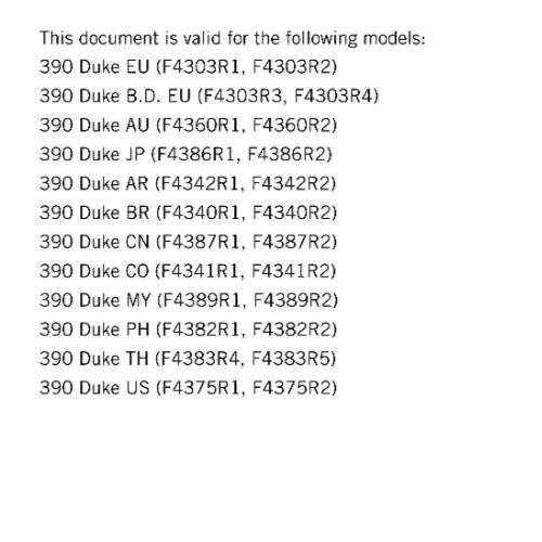 KTM MOTORCYCLE 2018 -  390 DUKE - WORKSHOP SERVICE MANUAL