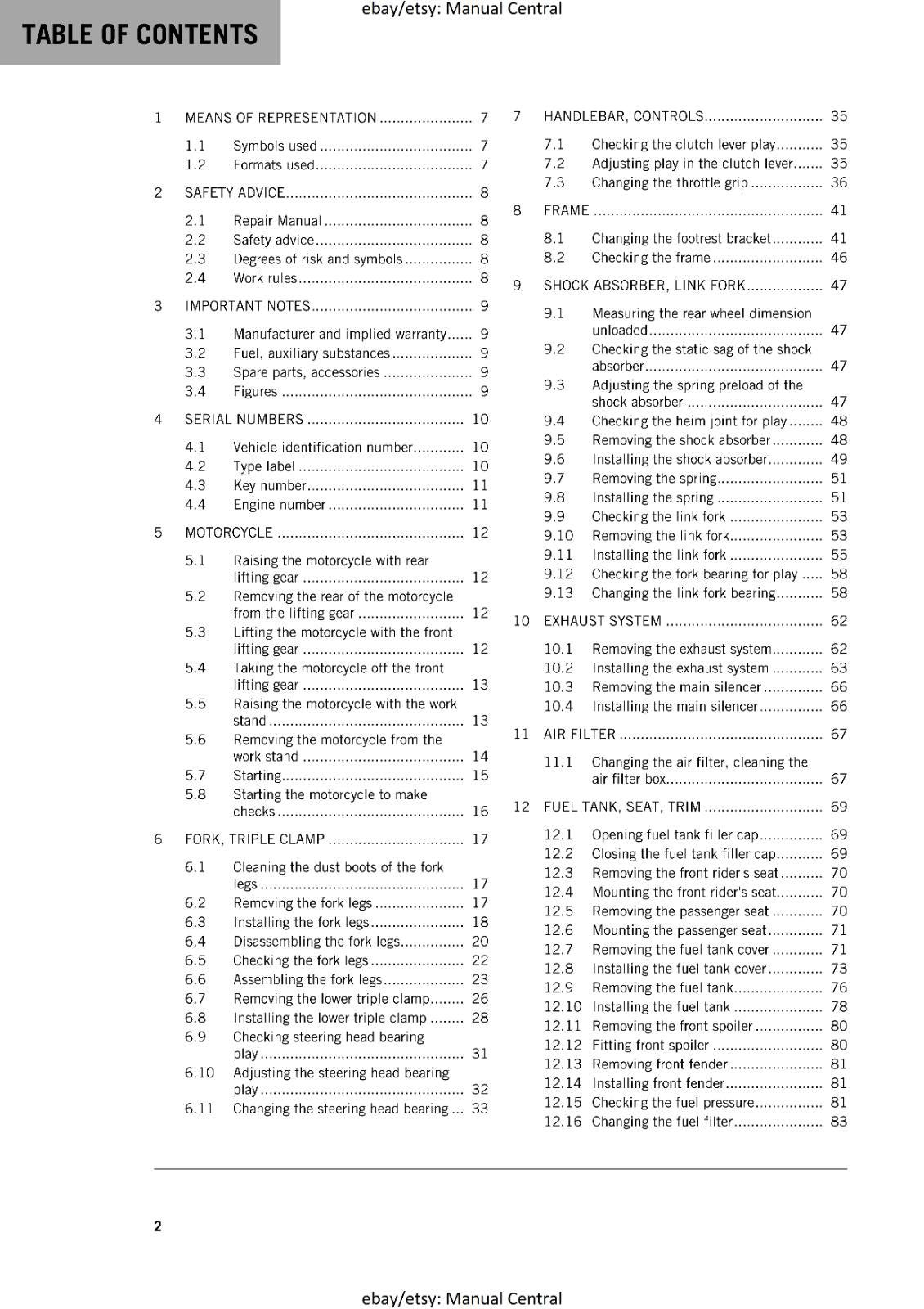 KTM MOTORCYCLE 2018 -  390 DUKE - WORKSHOP SERVICE MANUAL