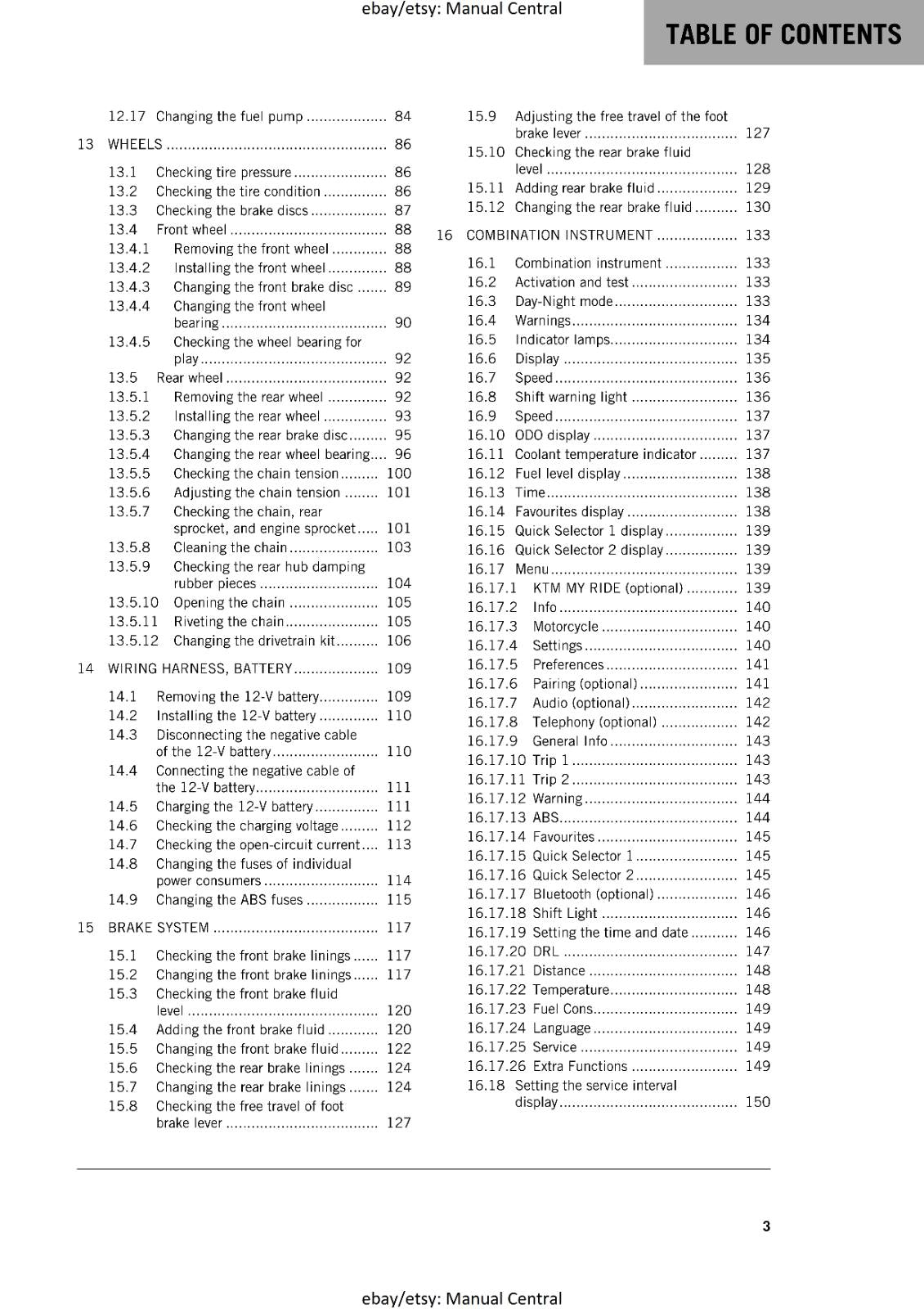 KTM MOTORCYCLE 2018 -  390 DUKE - WORKSHOP SERVICE MANUAL