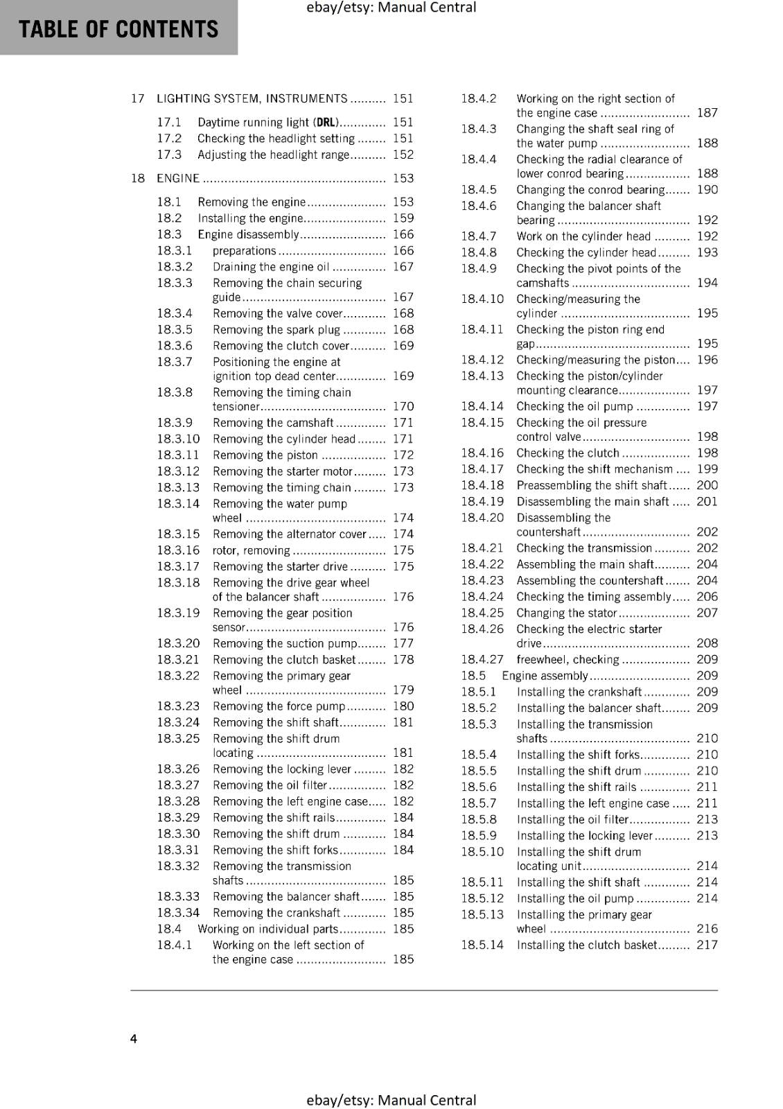 KTM MOTORCYCLE 2018 -  390 DUKE - WORKSHOP SERVICE MANUAL