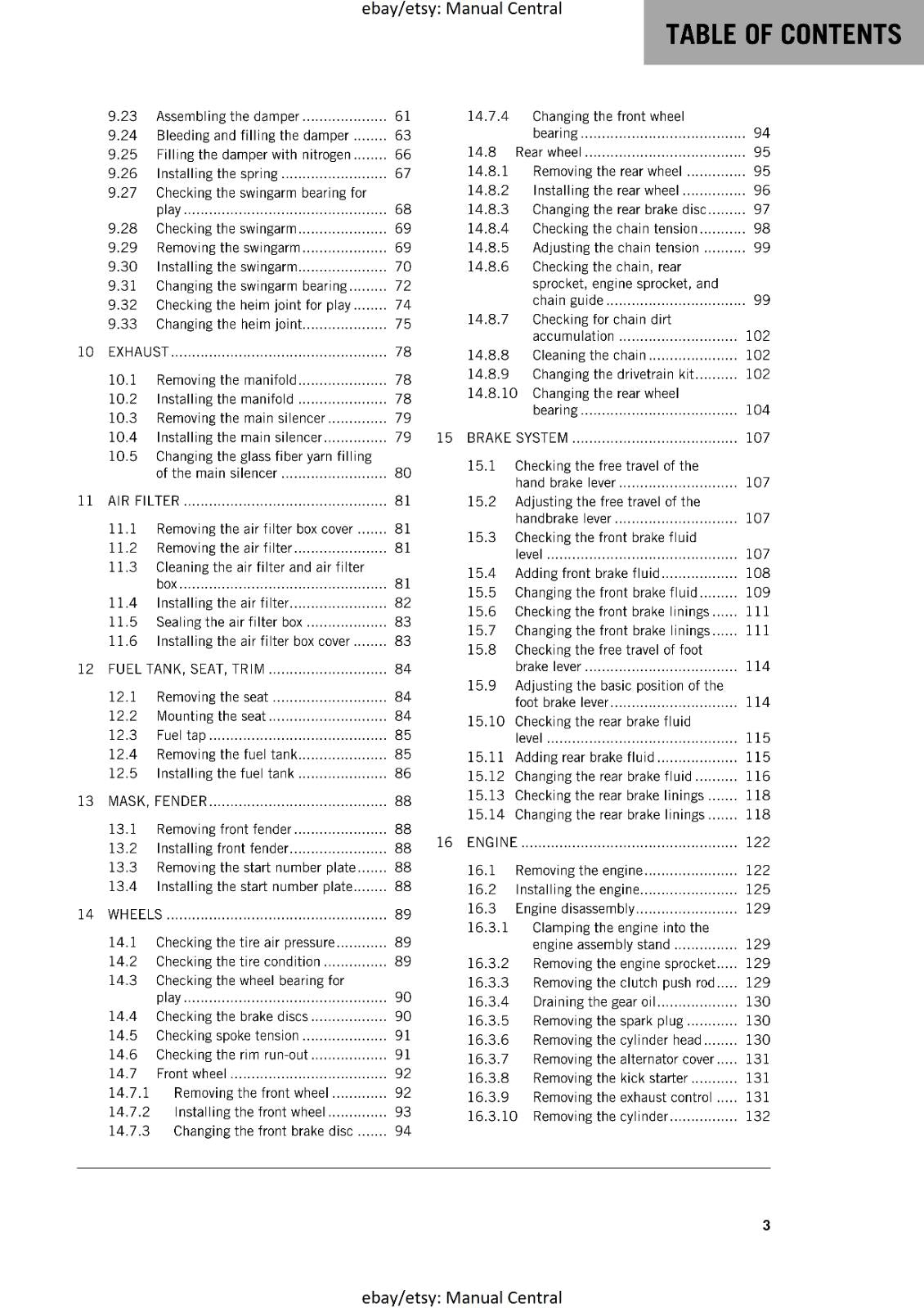 KTM MOTORCYCLE 2017 -  85 SX - WORKSHOP SERVICE MANUAL - REPRINT