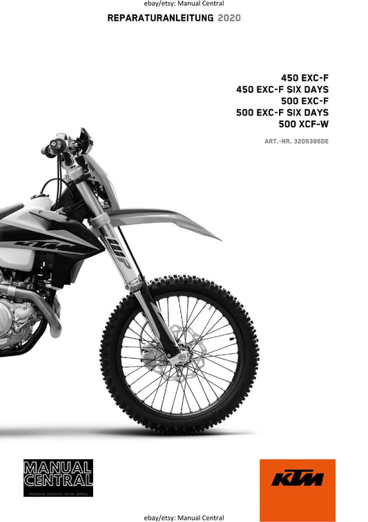 GERMAN LANGUAGE - KTM 2020- 450 500  EXC-F SIX DAYS XCF-W - REPARATURANLEITUNG