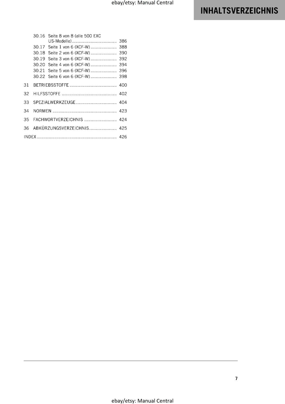 GERMAN LANGUAGE - KTM 2020- 450 500  EXC-F SIX DAYS XCF-W - REPARATURANLEITUNG