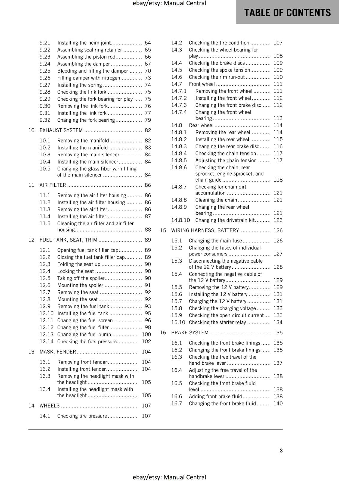 KTM MOTORCYCLE 2018 -  FREERIDE 250 F - WORKSHOP SERVICE MANUAL