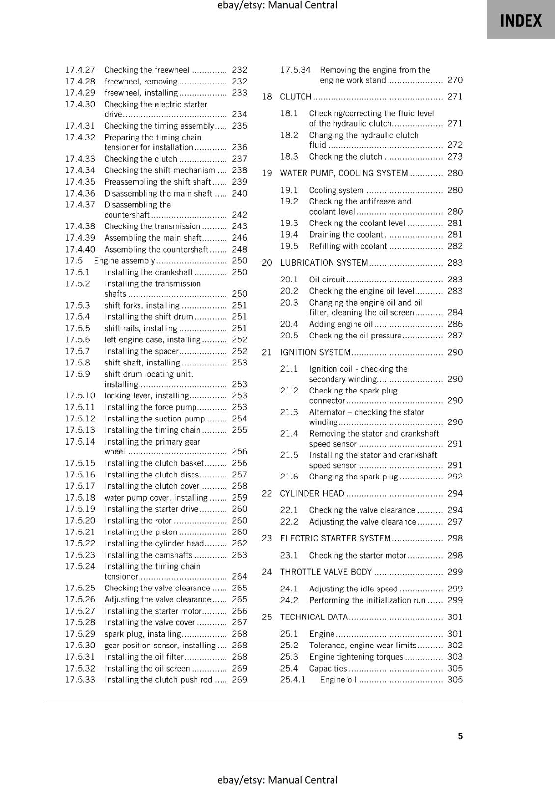KTM MOTORCYCLE 2018 -  250 SX-F XC-F - WORKSHOP SERVICE MANUAL