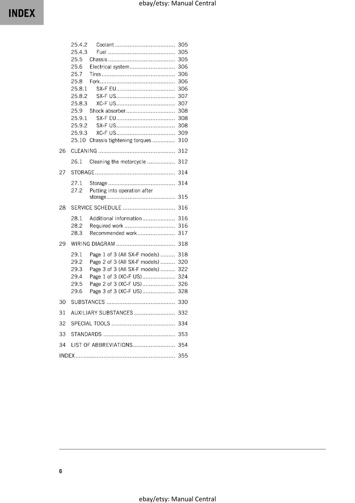 KTM MOTORCYCLE 2018 -  250 SX-F XC-F - WORKSHOP SERVICE MANUAL