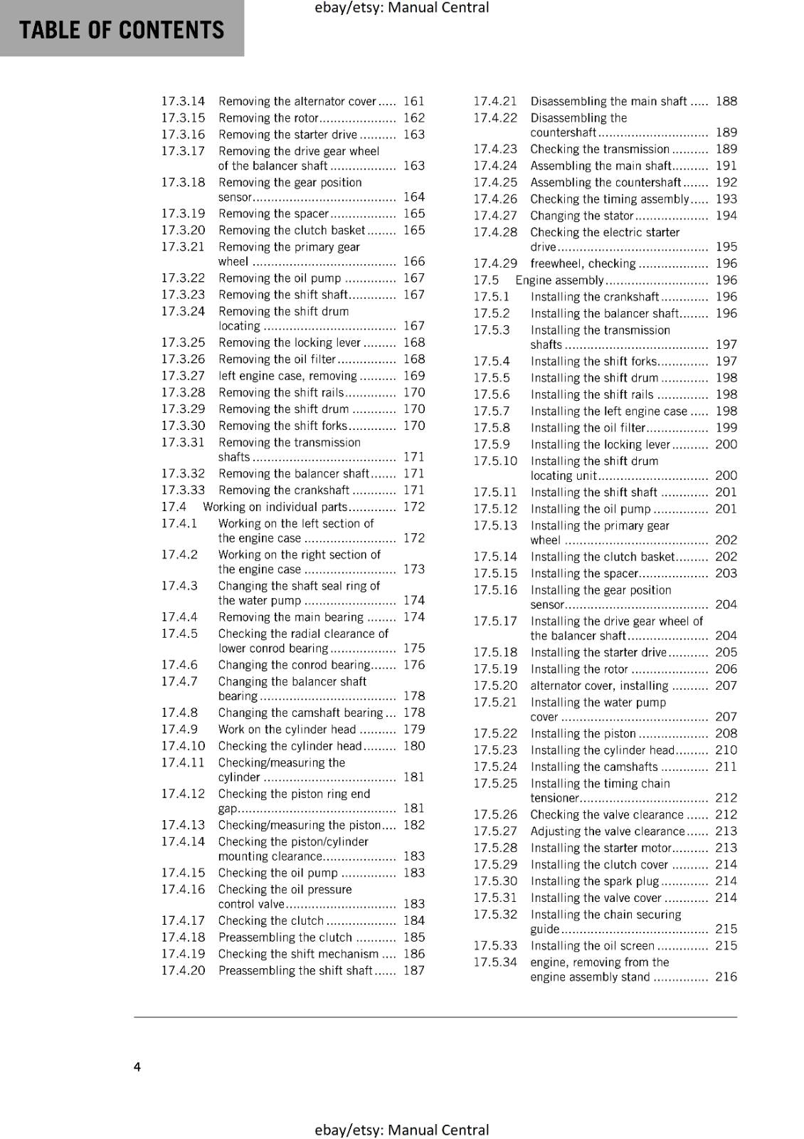 KTM MOTORCYCLE 2018 -  RC 200 - WORKSHOP SERVICE MANUAL