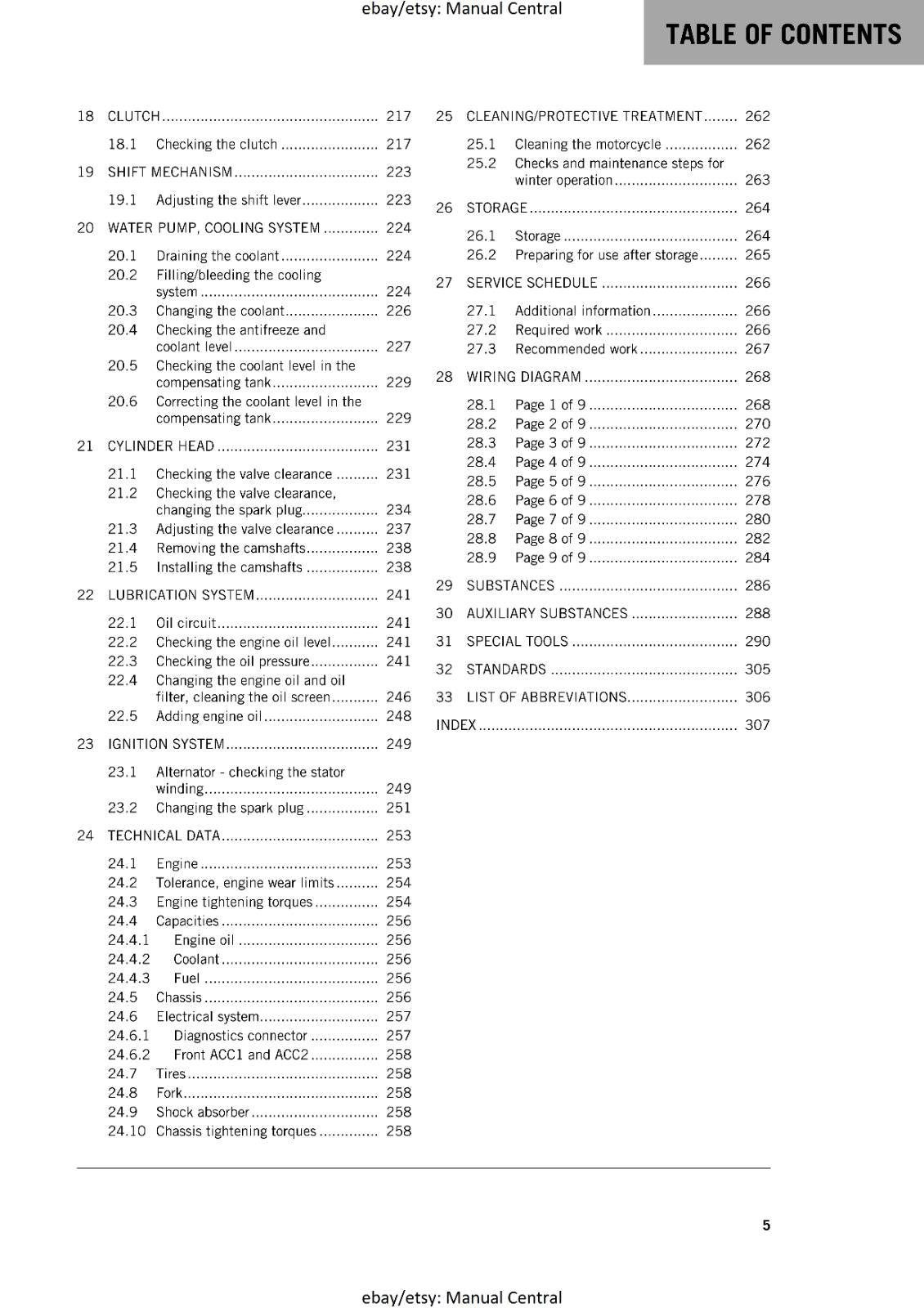 KTM MOTORCYCLE 2018 -  RC 200 - WORKSHOP SERVICE MANUAL