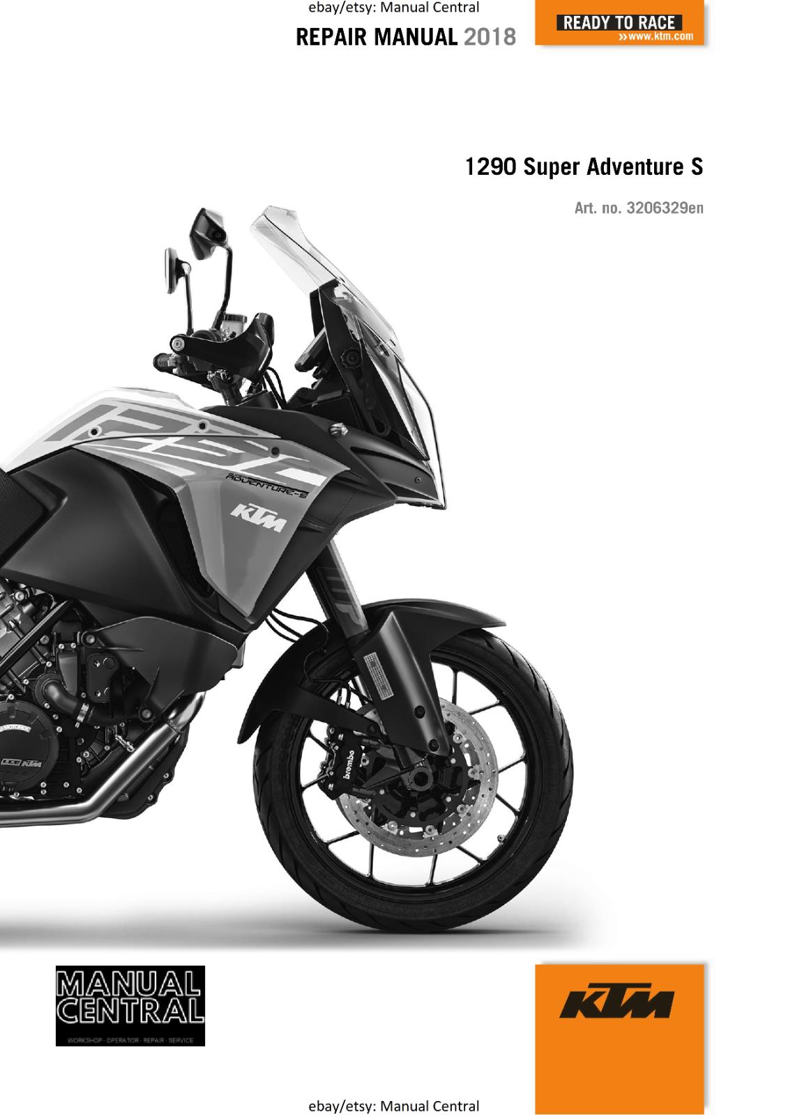 KTM MOTORCYCLE 2018 -  1290 SUPER ADVENTURE S - WORKSHOP SERVICE MANUAL