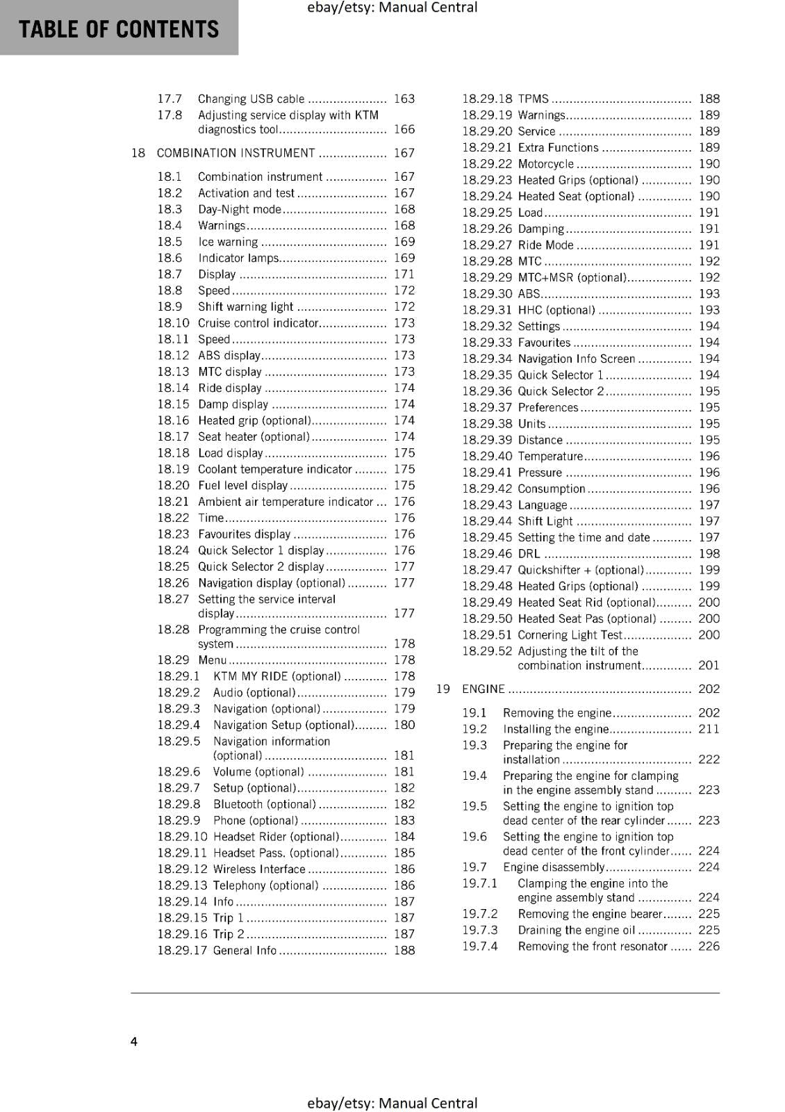 KTM MOTORCYCLE 2018 -  1290 SUPER ADVENTURE S - WORKSHOP SERVICE MANUAL