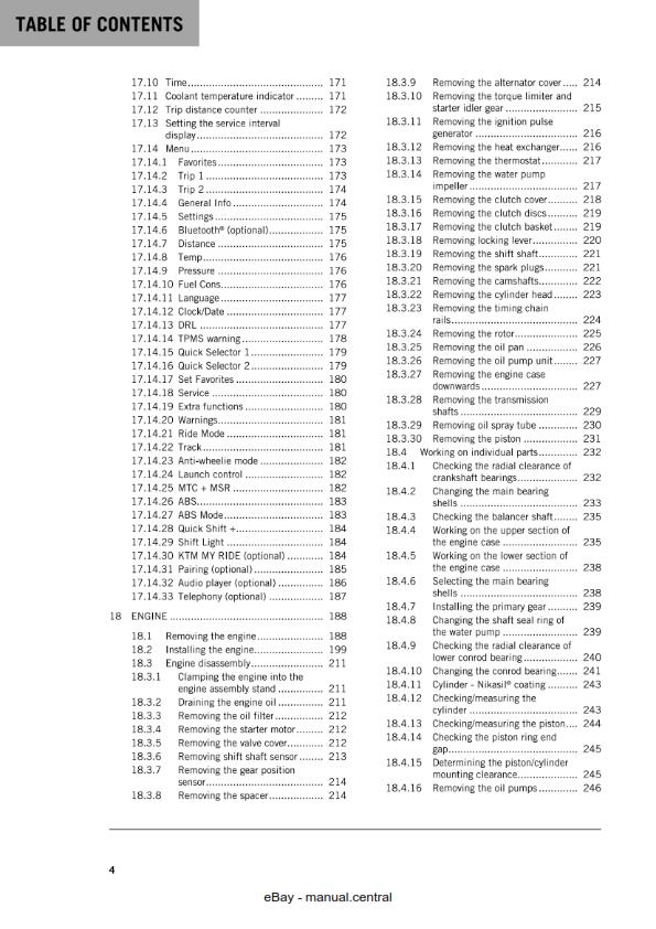 KTM MOTORCYCLE 2018 -  790 DUKE L - WORKSHOP SERVICE MANUAL