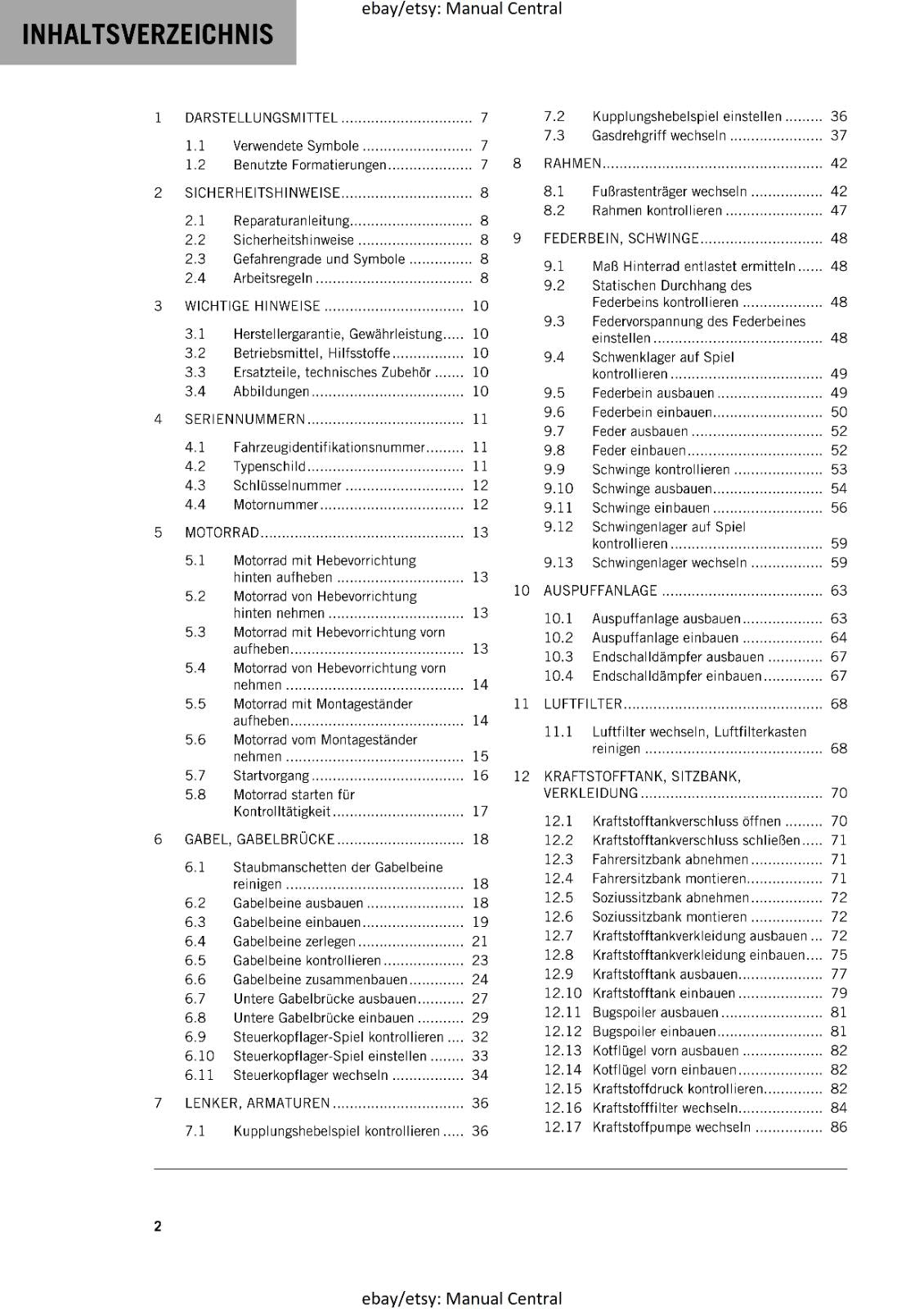 GERMAN LANGUAGE - KTM 2020- 390 DUKE - REPARATURANLEITUNG