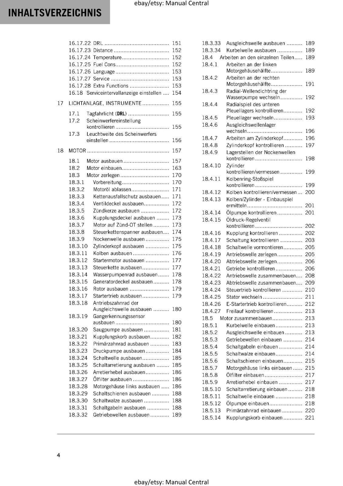 GERMAN LANGUAGE - KTM 2020- 390 DUKE - REPARATURANLEITUNG
