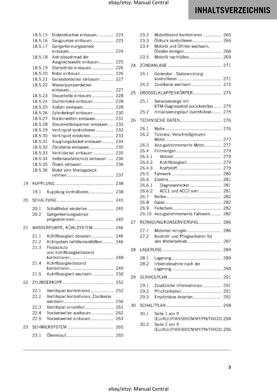 GERMAN LANGUAGE - KTM 2020- 390 DUKE - REPARATURANLEITUNG