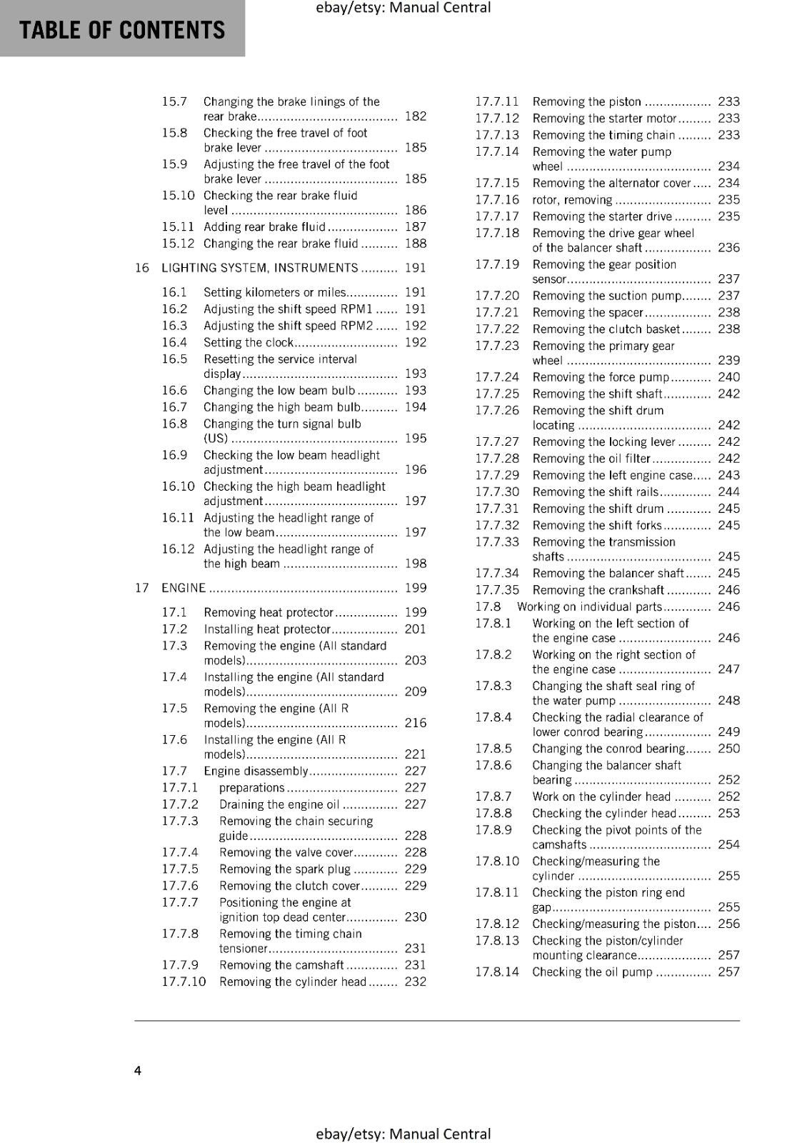 KTM MOTORCYCLE 2018 -  RC 390 - WORKSHOP SERVICE MANUAL