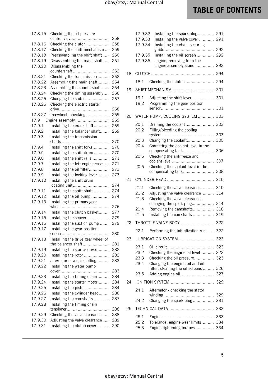 KTM MOTORCYCLE 2018 -  RC 390 - WORKSHOP SERVICE MANUAL