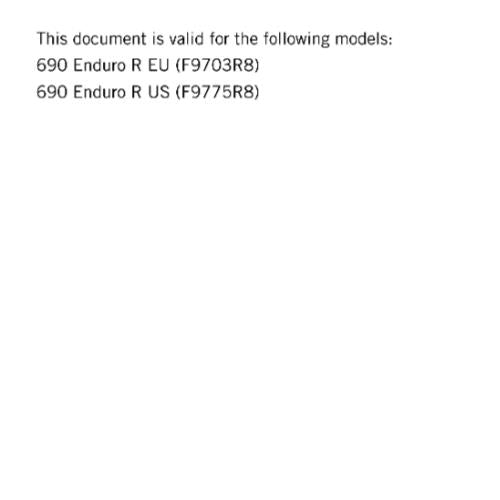 KTM MOTORCYCLE 2018 -  690 ENDURO R - WORKSHOP SERVICE MANUAL