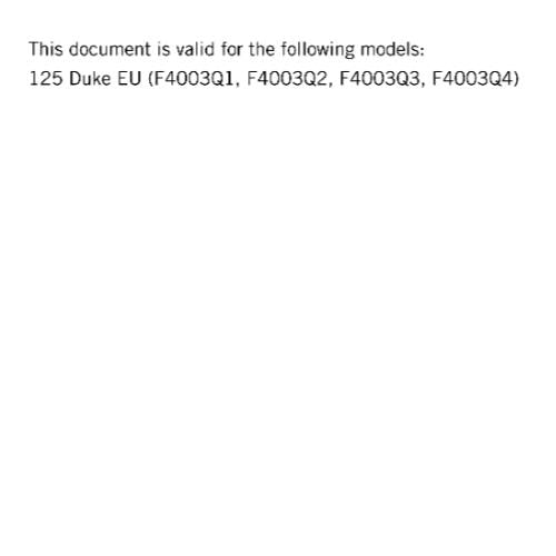 KTM MOTORCYCLE 2017 -  125 DUKE - WORKSHOP SERVICE MANUAL - REPRINT