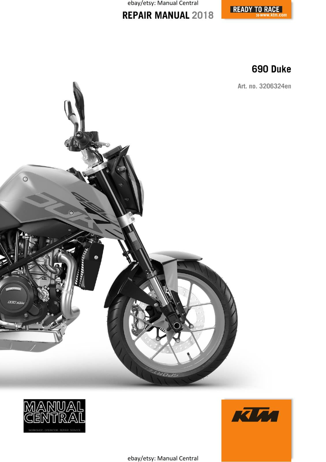 KTM MOTORCYCLE 2018 -  690 DUKE - WORKSHOP SERVICE MANUAL