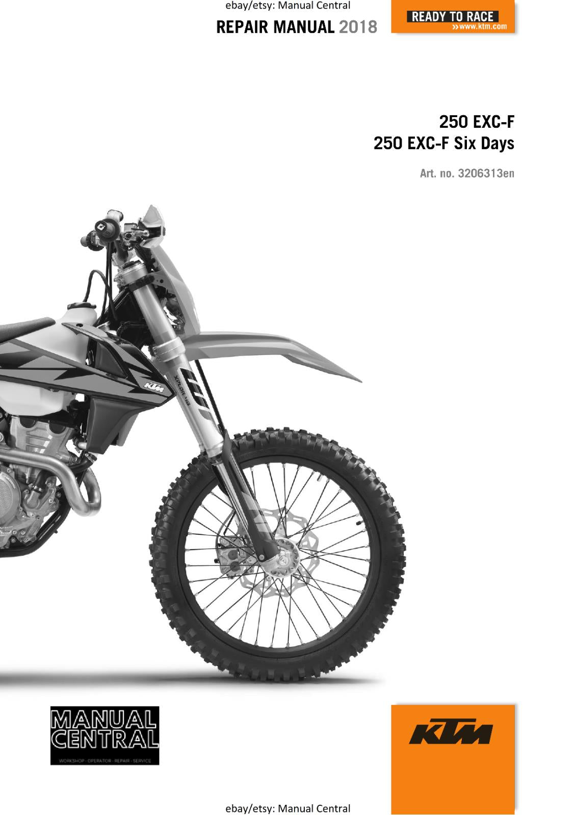 KTM MOTORCYCLE 2018 -  250 EXC-F SIX DAYS - WORKSHOP SERVICE MANUAL