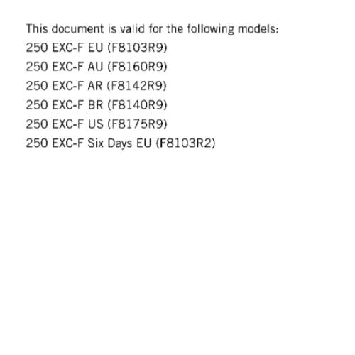 KTM MOTORCYCLE 2018 -  250 EXC-F SIX DAYS - WORKSHOP SERVICE MANUAL