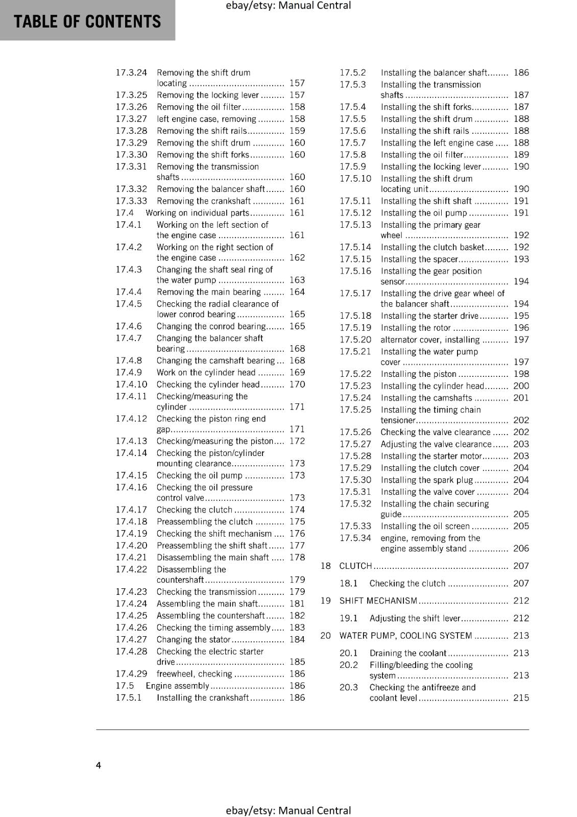 KTM MOTORCYCLE 2017 -  200 DUKE - WORKSHOP SERVICE MANUAL - REPRINT