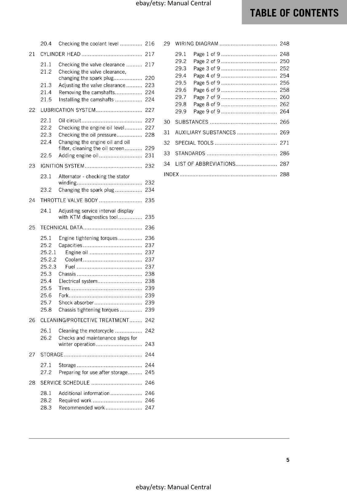 KTM MOTORCYCLE 2017 -  200 DUKE - WORKSHOP SERVICE MANUAL - REPRINT