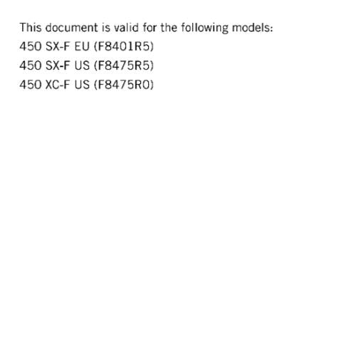 KTM MOTORCYCLE 2018 -  450 SX-F XC-F - WORKSHOP SERVICE MANUAL