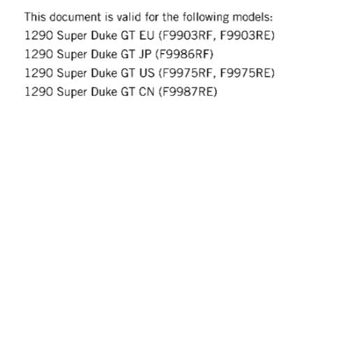 KTM MOTORCYCLE 2018 -  1290 SUPER DUKE GT - WORKSHOP SERVICE MANUAL