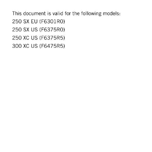 KTM MOTORCYCLE 2018 -  250 300 SX XC - WORKSHOP SERVICE MANUAL