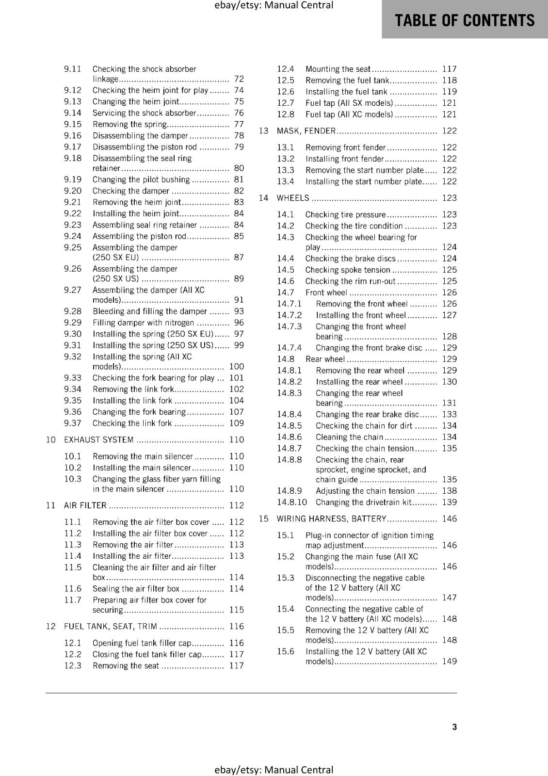 KTM MOTORCYCLE 2018 -  250 300 SX XC - WORKSHOP SERVICE MANUAL