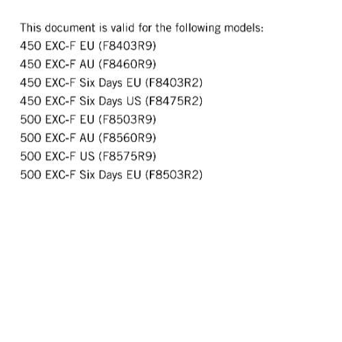 KTM MOTORCYCLE 2018 -  450 500 EXC-F SIX DAYS - WORKSHOP SERVICE MANUAL