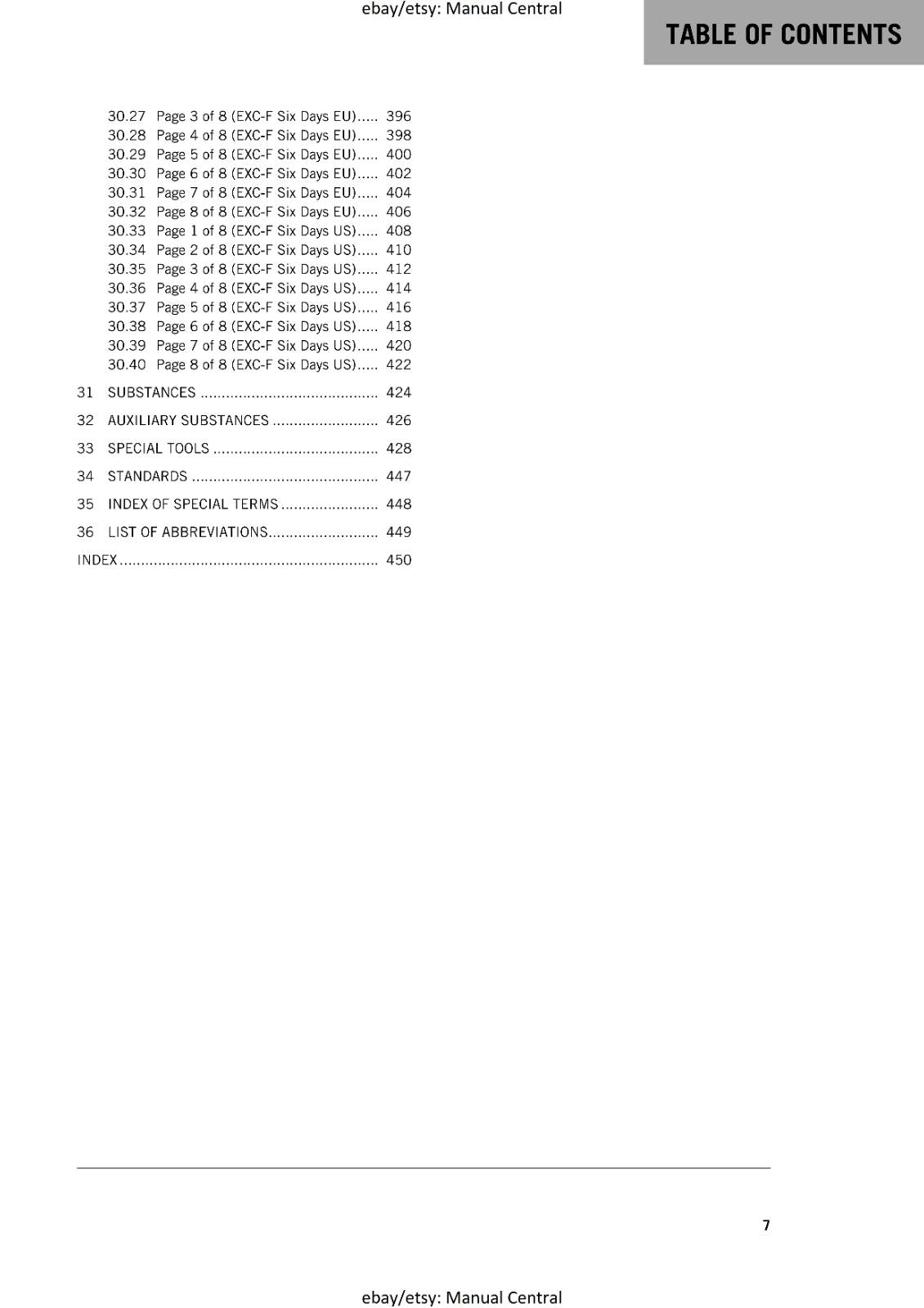 KTM MOTORCYCLE 2018 -  450 500 EXC-F SIX DAYS - WORKSHOP SERVICE MANUAL