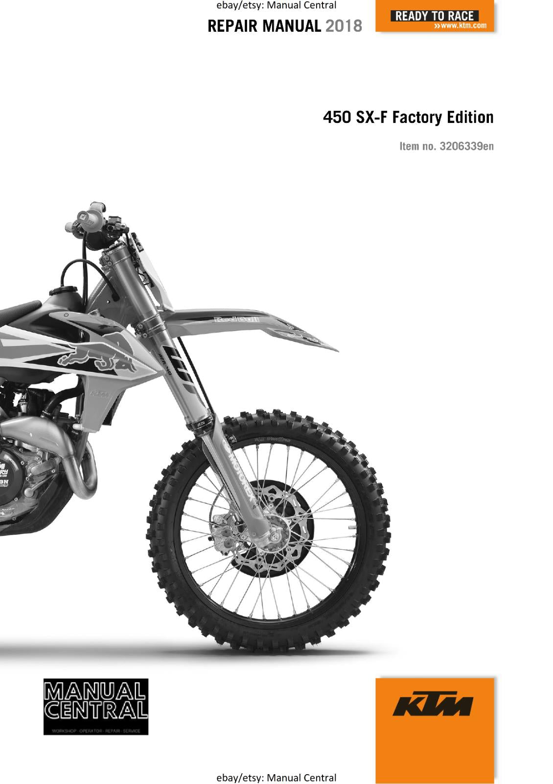 KTM MOTORCYCLE 2018 -  450 SX-F FACTORY EDITION - WORKSHOP SERVICE MANUAL