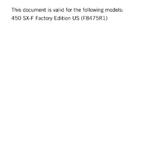 KTM MOTORCYCLE 2018 -  450 SX-F FACTORY EDITION - WORKSHOP SERVICE MANUAL