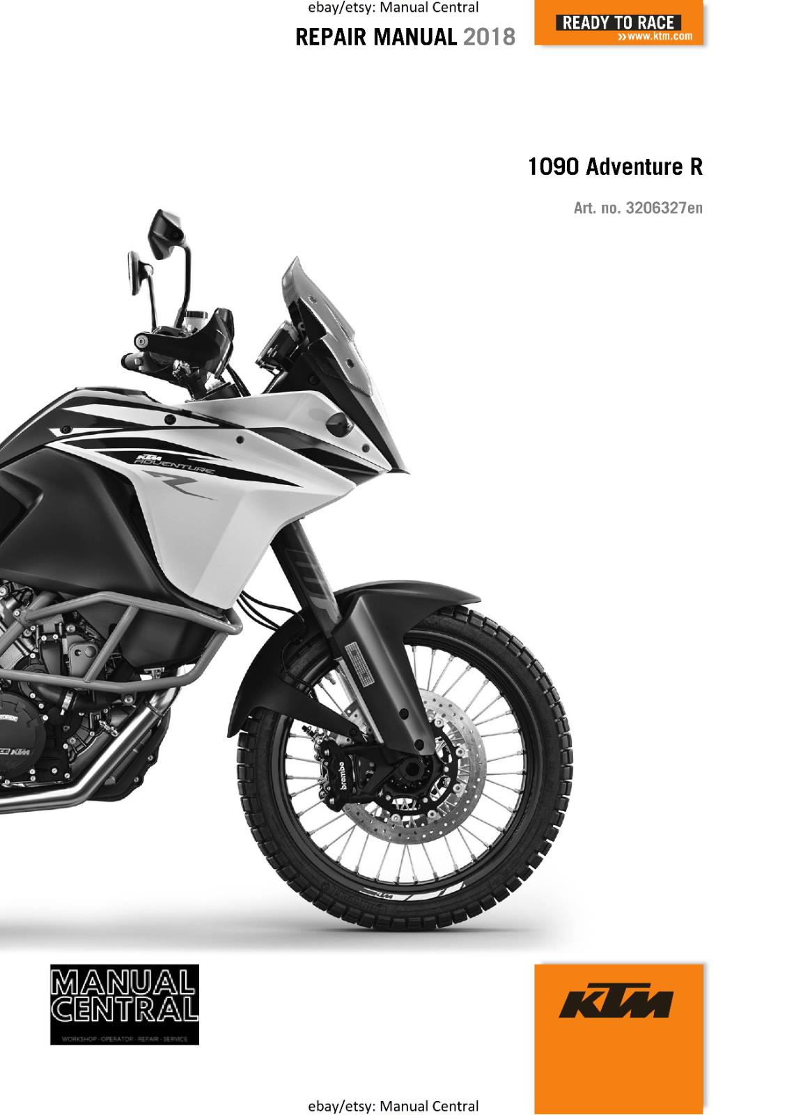 KTM MOTORCYCLE 2018 -  1090 ADVENTURE R - WORKSHOP SERVICE MANUAL