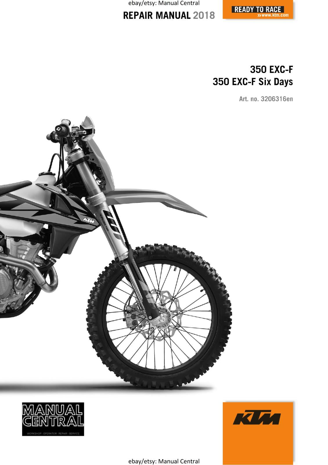 KTM MOTORCYCLE 2018 -  350 EXC-F SIX DAYS - WORKSHOP SERVICE MANUAL