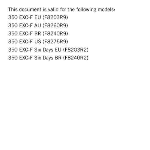 KTM MOTORCYCLE 2018 -  350 EXC-F SIX DAYS - WORKSHOP SERVICE MANUAL