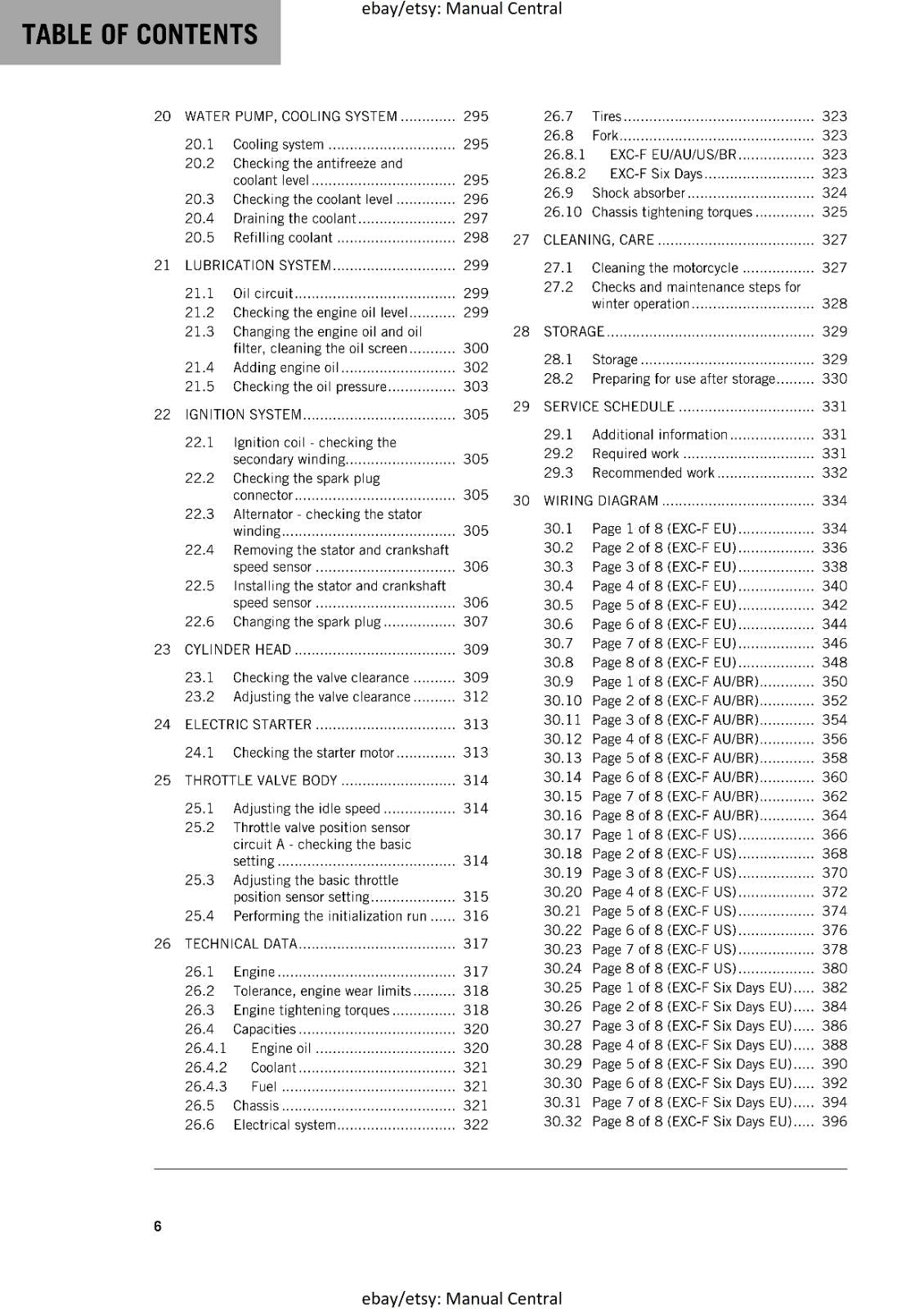 KTM MOTORCYCLE 2018 -  350 EXC-F SIX DAYS - WORKSHOP SERVICE MANUAL