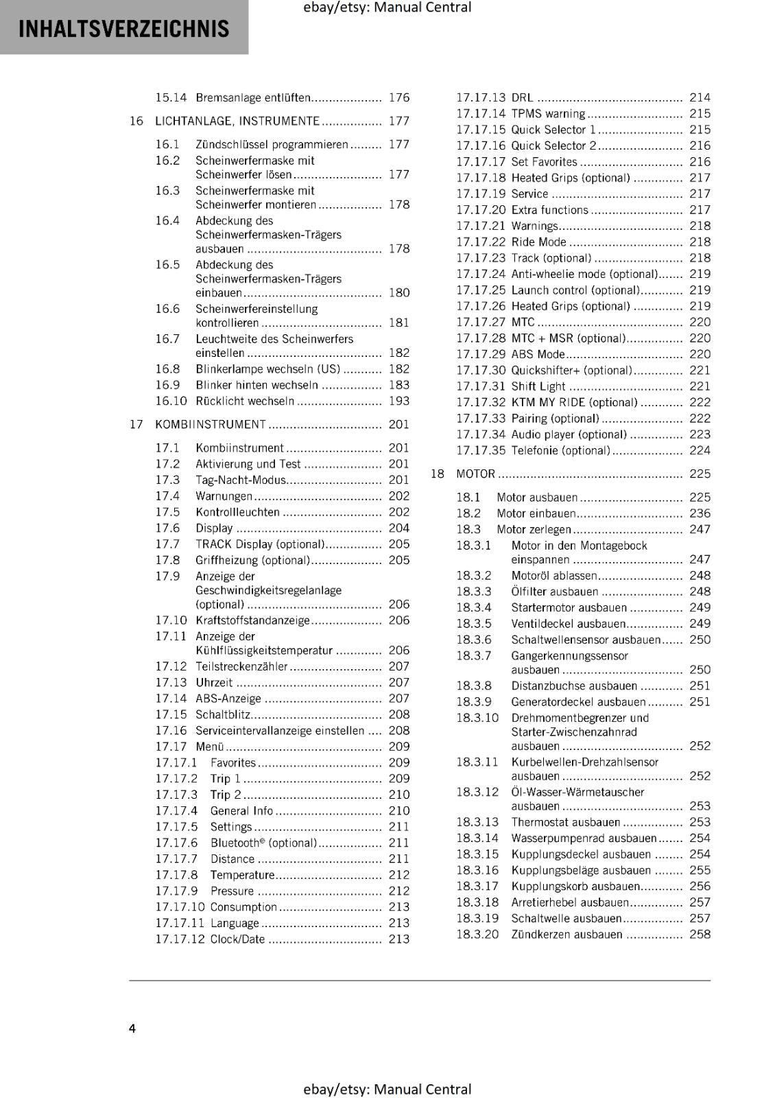 GERMAN LANGUAGE - KTM 2020 - 890 DUKE R - REPARATURANLEITUNG - REPAIR MANUAL
