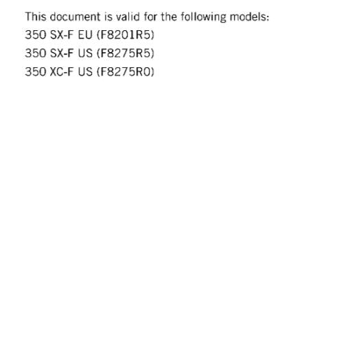 KTM MOTORCYCLE 2018 -  350 SX-F XC-F - WORKSHOP SERVICE MANUAL