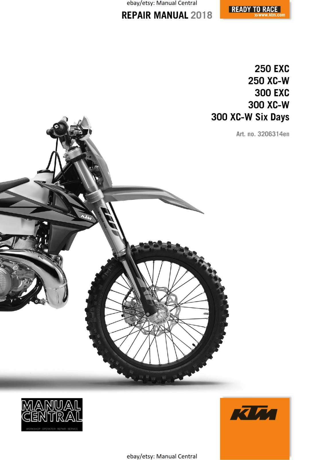 KTM MOTORCYCLE 2018 -  250 300 EXC SIX DAYS XC-W - WORKSHOP SERVICE MANUAL