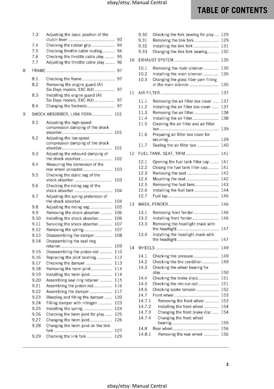 KTM MOTORCYCLE 2018 -  250 300 EXC SIX DAYS XC-W - WORKSHOP SERVICE MANUAL