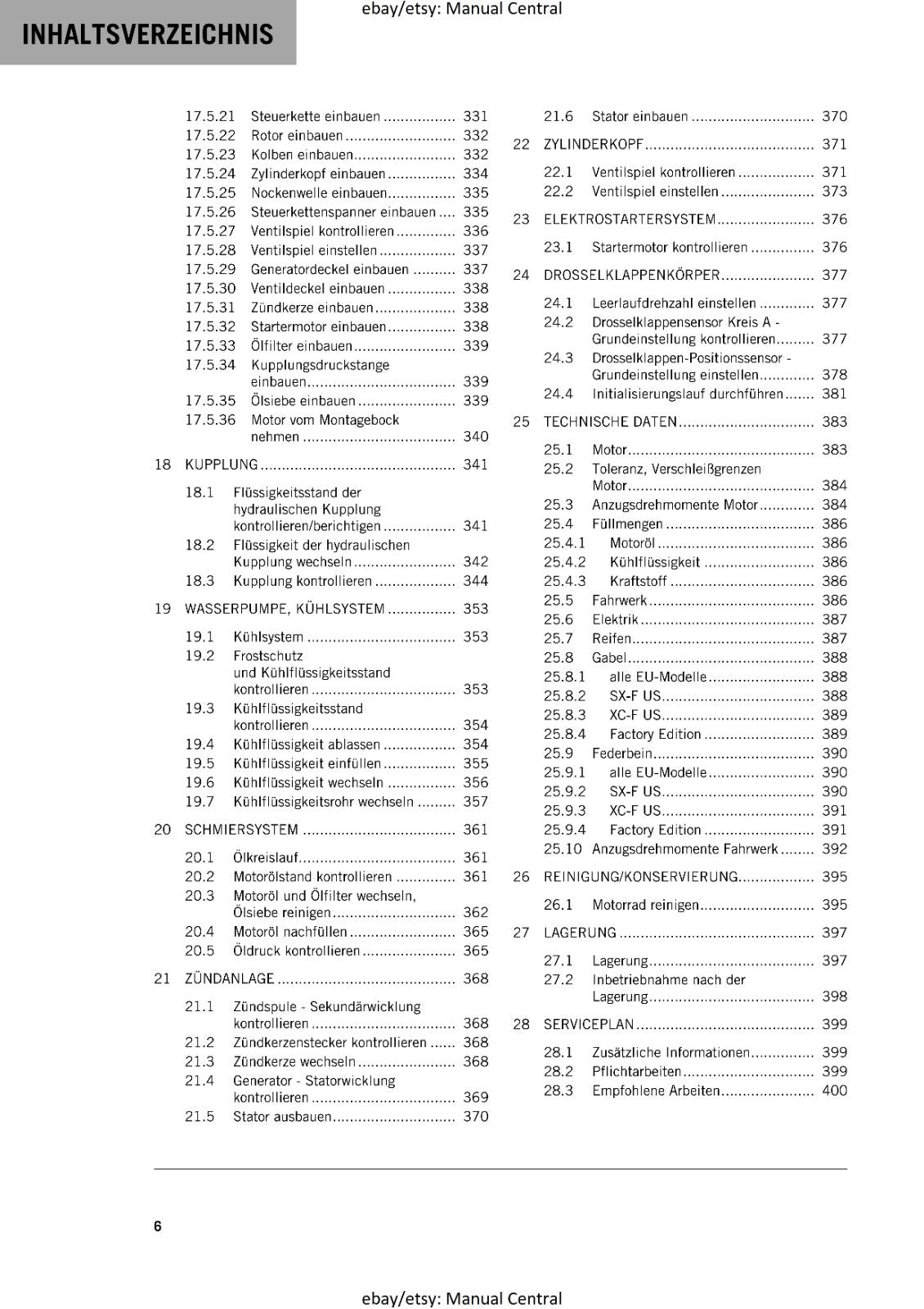 GERMAN LANGUAGE - KTM 2020- 450 XC-F SX-F CAIROLI FACTORY - REPARATURANLEITUNG