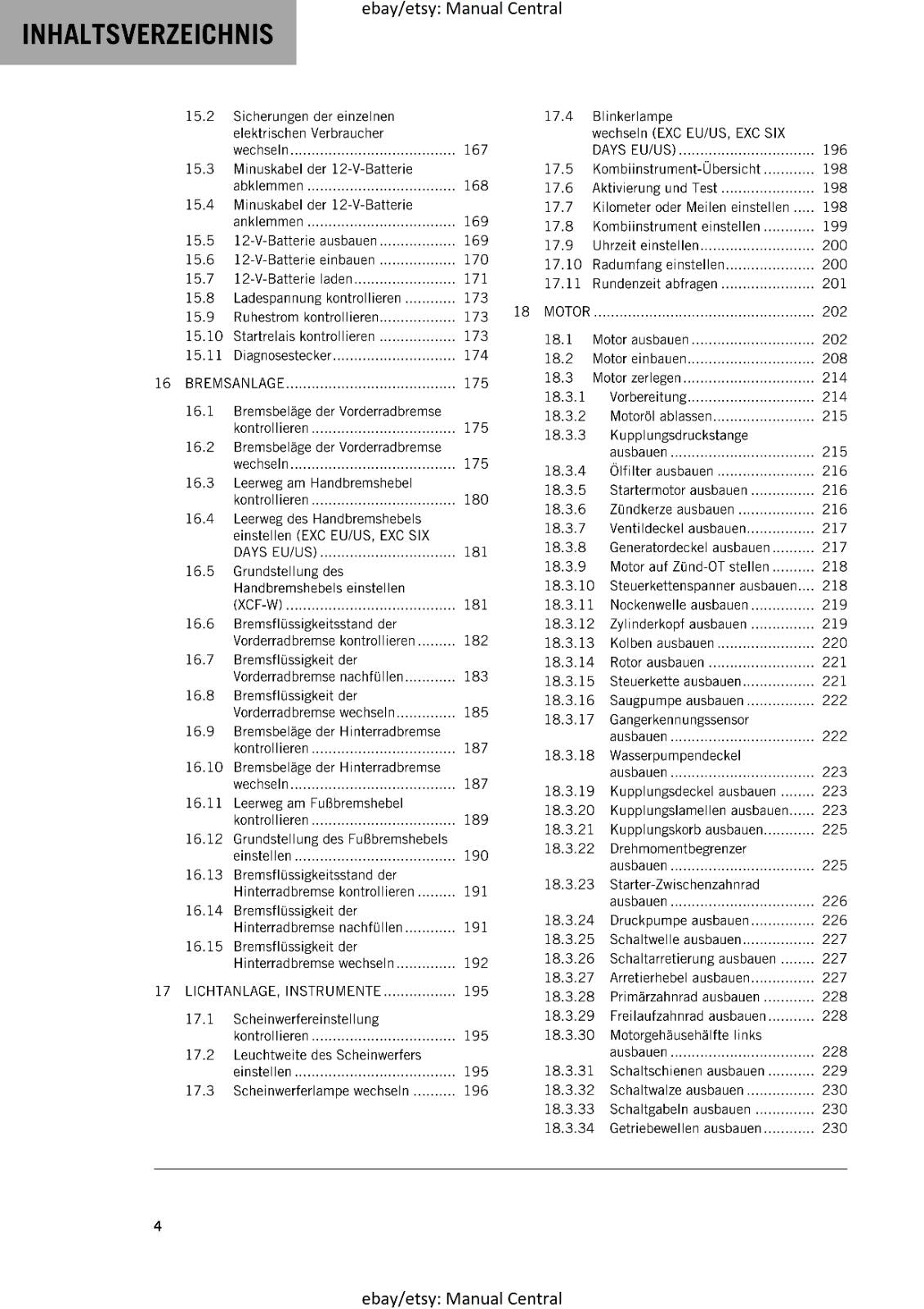 KTM MOTORCYCLE 2017 -  450 500 EXC-F SIX DAY - WORKSHOP  REPAIR MANUAL - REPRINT